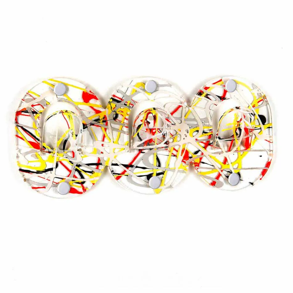 2 علاقة حائط ثلاثية بتصميم مشبك من زجاج شبكي ملون - فريدي Viadurini