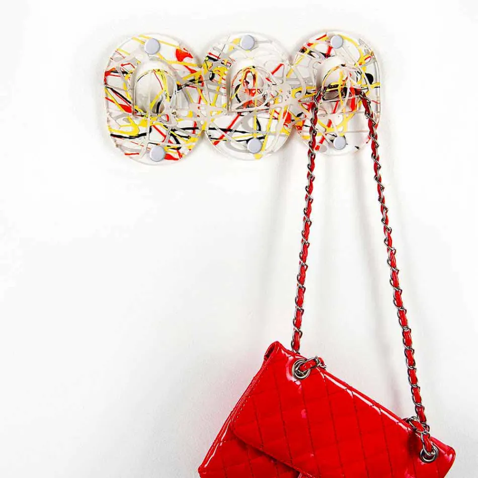 2 علاقة حائط ثلاثية بتصميم مشبك من زجاج شبكي ملون - فريدي Viadurini