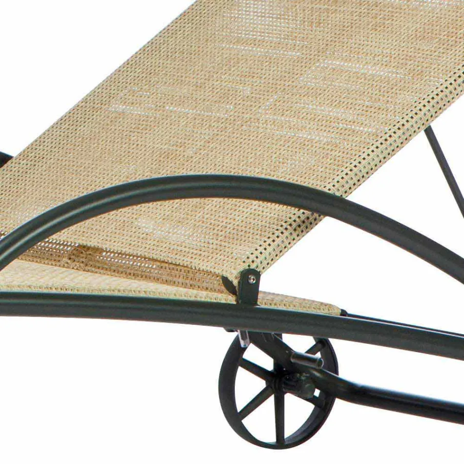 كرسيان طويلان خارجيان قابلان للتكديس مصنوعان من المعدن والقماش، صنعا في إيطاليا - بيرلو Viadurini