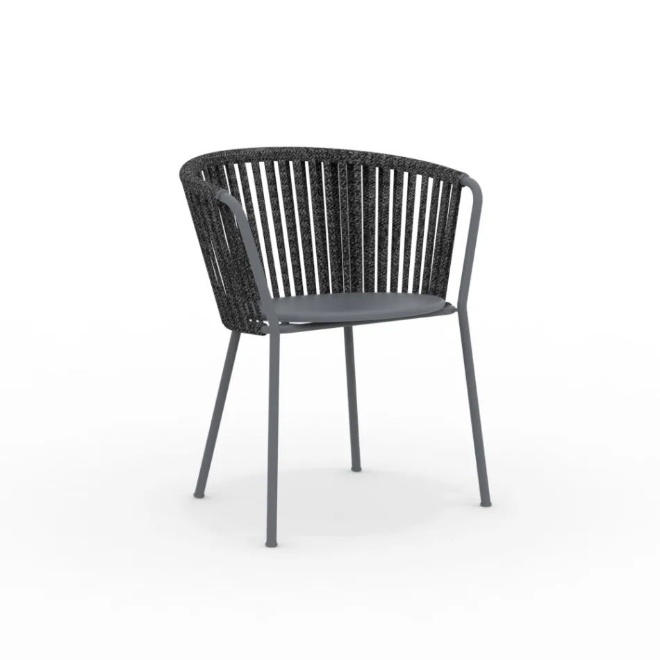 كرسيان للحديقة من الفولاذ المقاوم للصدأ والحبال - لوكسورا Viadurini