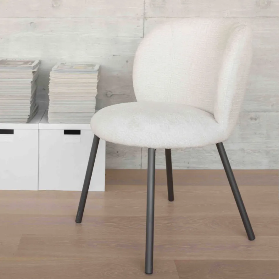 كرسيان مصنوعان من معدن الجرافيت مع مقعد من قماش Bliss - Lunea Viadurini