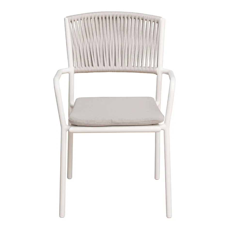 4 كراسي حديقة قابلة للتكديس مصنوعة من الألومنيوم والحبال - لوناريس Viadurini