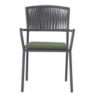 4 كراسي حديقة قابلة للتكديس مصنوعة من الألومنيوم والحبال - لوناريس Viadurini