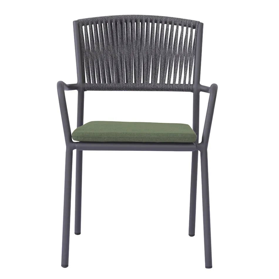 4 كراسي حديقة قابلة للتكديس مصنوعة من الألومنيوم والحبال - لوناريس Viadurini