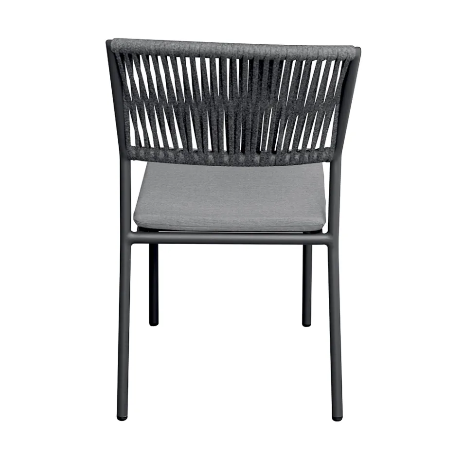 4 كراسي حديقة قابلة للتكديس مصنوعة من الألومنيوم والحبال - لوناريس Viadurini