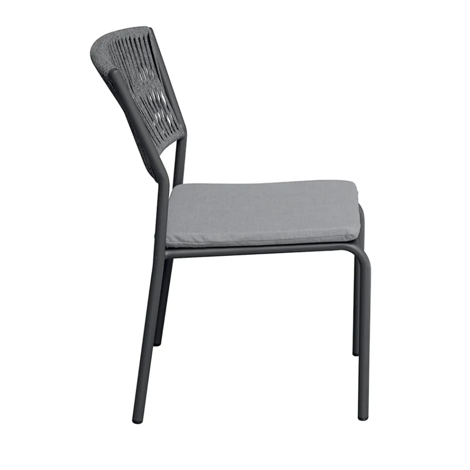 4 كراسي حديقة قابلة للتكديس مصنوعة من الألومنيوم والحبال - لوناريس Viadurini