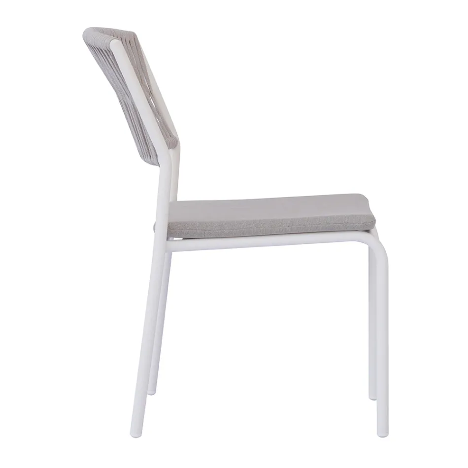 4 كراسي حديقة قابلة للتكديس مصنوعة من الألومنيوم والحبال - لوناريس Viadurini