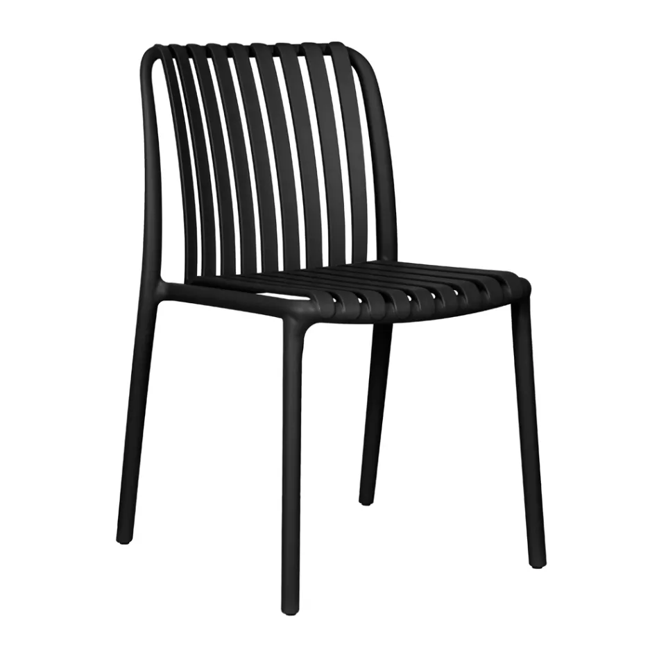 أربعة كراسي حديقة قابلة للتكديس مصنوعة من البولي بروبيلين والألياف الزجاجية - أوريليا Viadurini