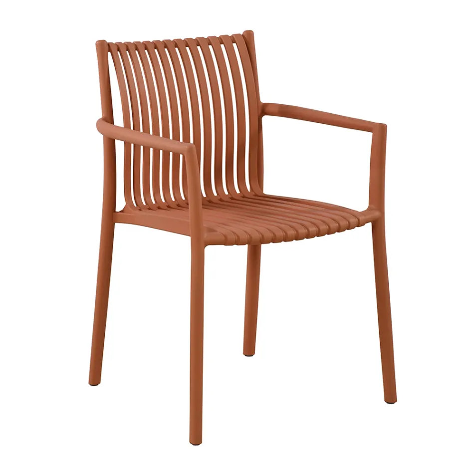 أربعة كراسي حديقة قابلة للتكديس مصنوعة من مادة البولي بروبيلين المقاومة للأشعة فوق البنفسجية - أوندارا Viadurini