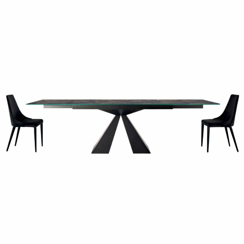 4 كراسي فولاذية حديثة بمقعد مخملي مبطن، صنع في إيطاليا - نيرفانا Viadurini