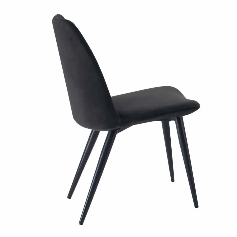 4 كراسي طعام مبطنة ومغطاة بالمخمل، مصنوعة في إيطاليا - جرانيلا Viadurini