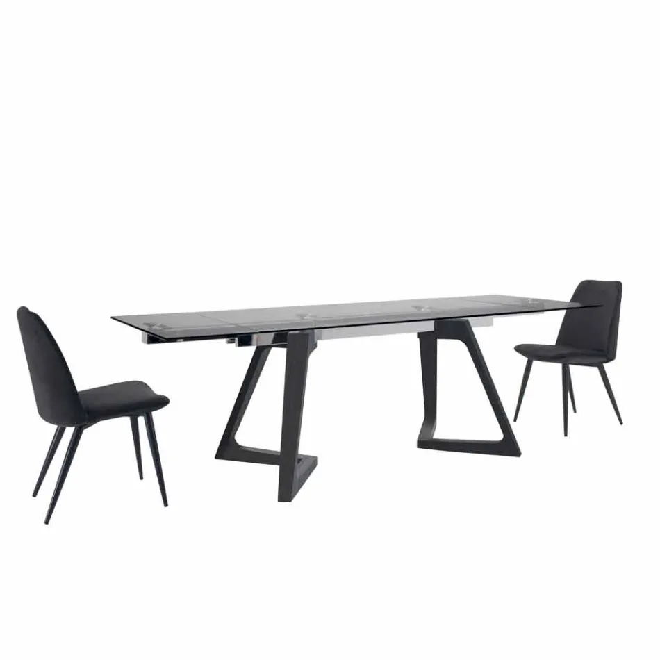 4 كراسي طعام مبطنة ومغطاة بالمخمل، مصنوعة في إيطاليا - جرانيلا Viadurini