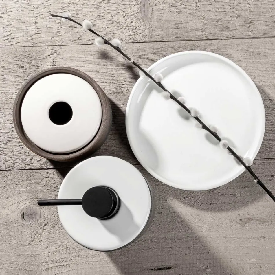 إكسسوارات الحمام المصنوعة من الطين الحراري الأبيض في إيطاليا - أنتونيلا Viadurini