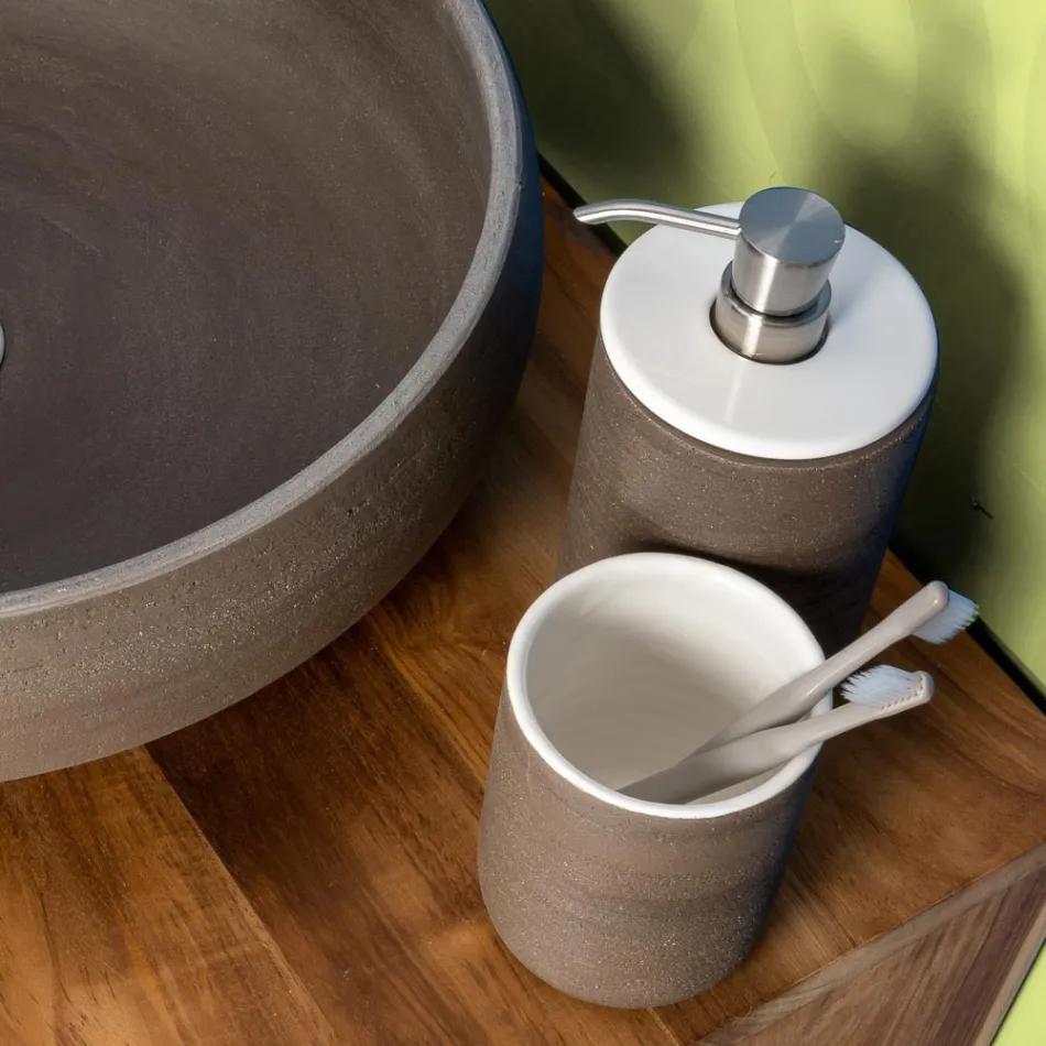 إكسسوارات الحمام المصنوعة من الطين الحراري الأبيض في إيطاليا - أنتونيلا Viadurini