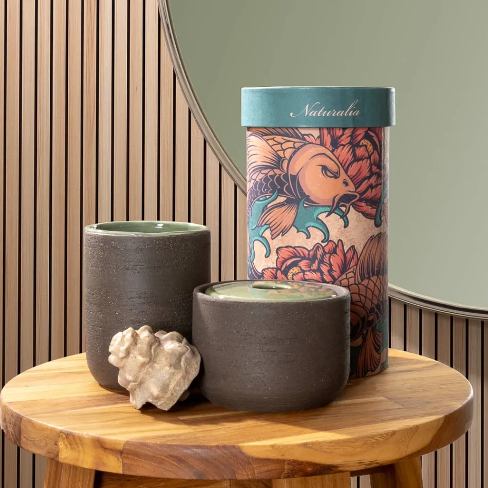 إكسسوارات الحمام الخضراء المصنوعة من الطين الحراري في إيطاليا - أنتونيلا Viadurini