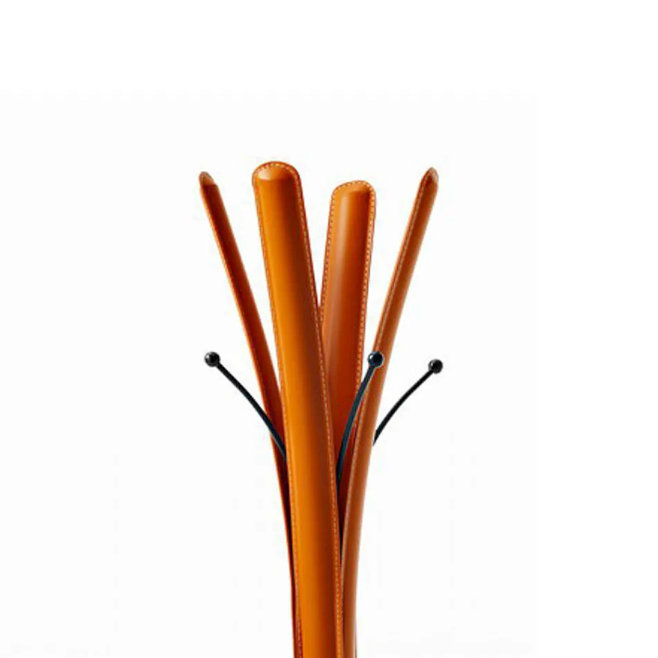 شماعة معطف فولاذية سوداء بتصميم عصري مغطاة بالجلد - الطبيعة Viadurini