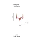 مصباح حائط كلاسيكي ذو مصباحين مصنوع يدويًا من الزجاج الإيطالي والمعدن الذهبي - أوليفر Viadurini