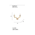 مصباح حائط كلاسيكي بإضاءة مزدوجة من زجاج ريغاتون المصنوع يدويًا والمعدن - فييفول Viadurini