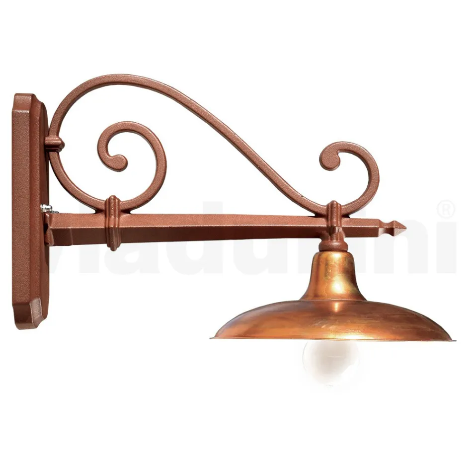 مصباح حائط خارجي عتيق من الألومنيوم والنحاس صنع في إيطاليا - أديلا Viadurini