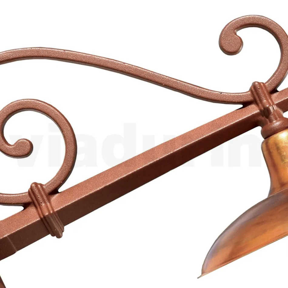 مصباح حائط خارجي عتيق من الألومنيوم والنحاس صنع في إيطاليا - أديلا Viadurini