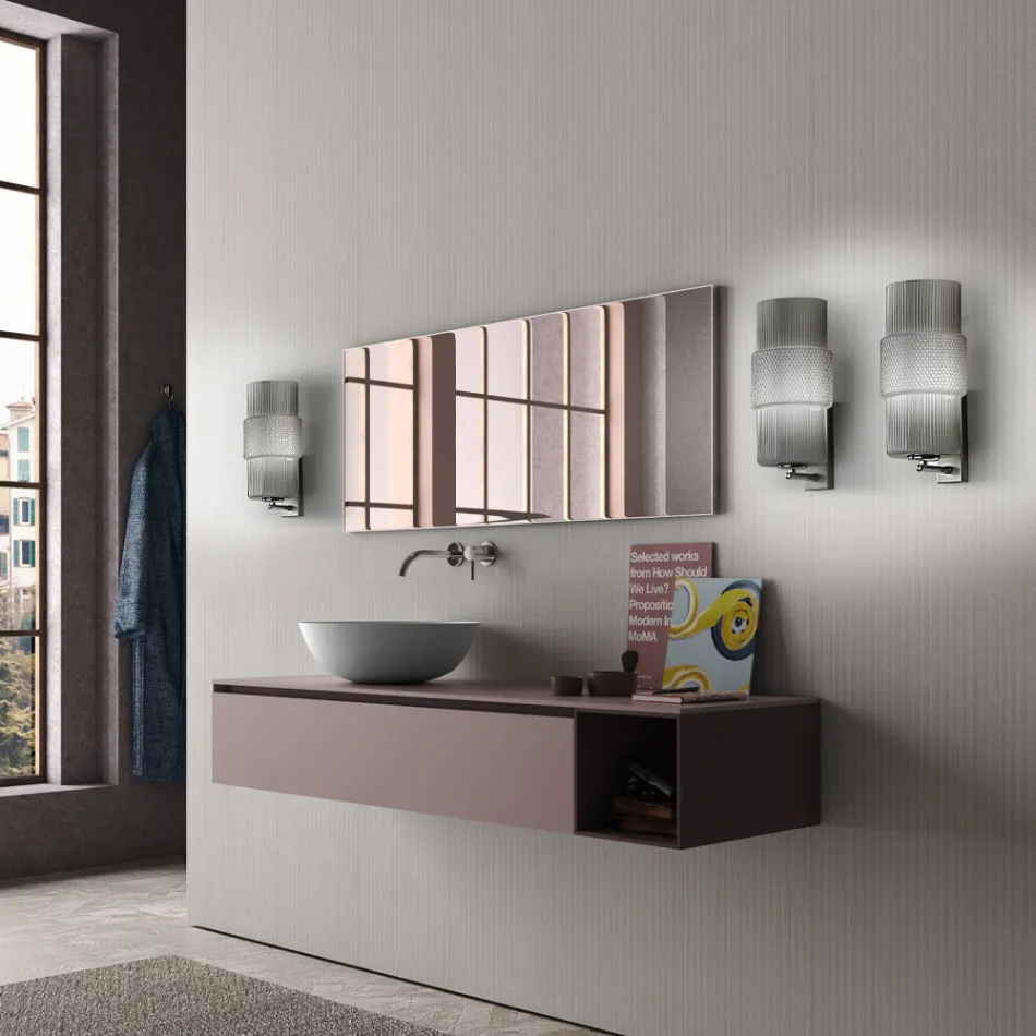 شمعدان حائط من الزجاج المنفوخ يدويًا في البندقية والمعدن - ساتومي Viadurini