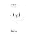 مصباح حائط بتصميم كلاسيكي مع مصباحين من زجاج الكروم المصنوع يدويًا - Similo Viadurini