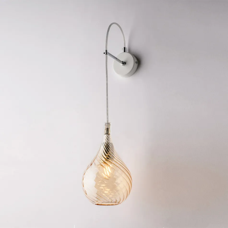 مصباح حائط حديدي بزجاج بايركس، صنع في إيطاليا، للديكور الداخلي - أمازونيا Viadurini