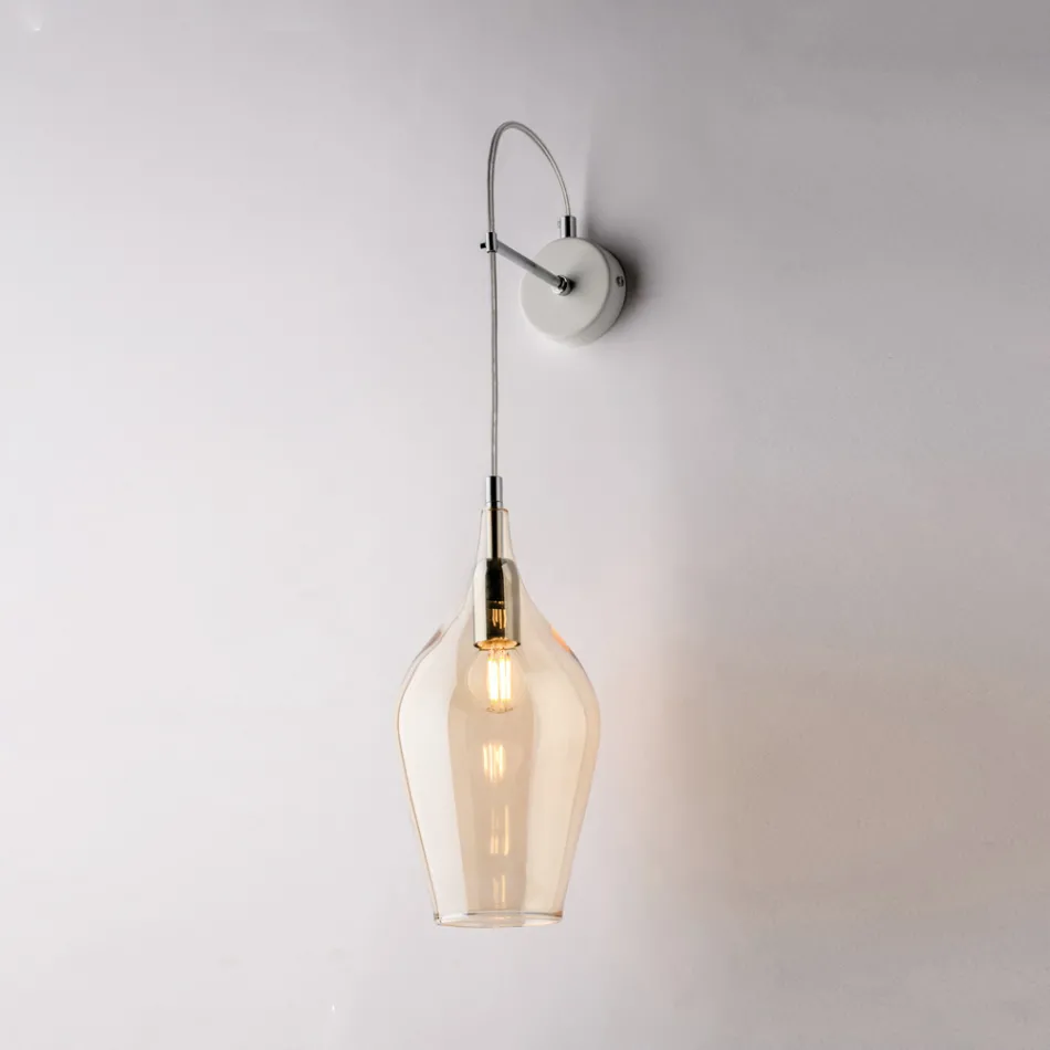 مصباح حائط حديدي بزجاج بايركس، صنع في إيطاليا، للديكور الداخلي - سبارتا Viadurini
