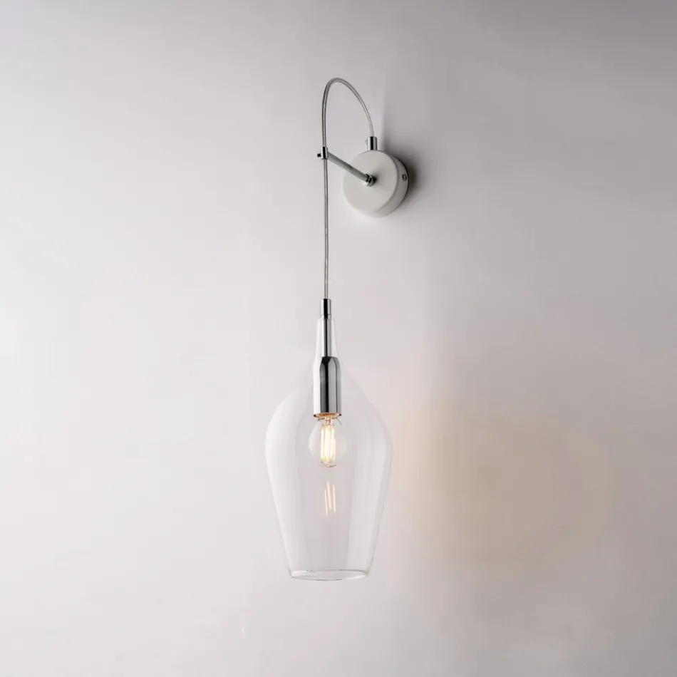 مصباح حائط حديدي بزجاج بايركس، صنع في إيطاليا، للديكور الداخلي - سبارتا Viadurini