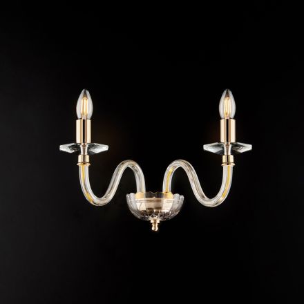 مصباح حائط من الحديد المذهب مع زجاج، صنع في إيطاليا، للديكور الداخلي - إنسبروك Viadurini