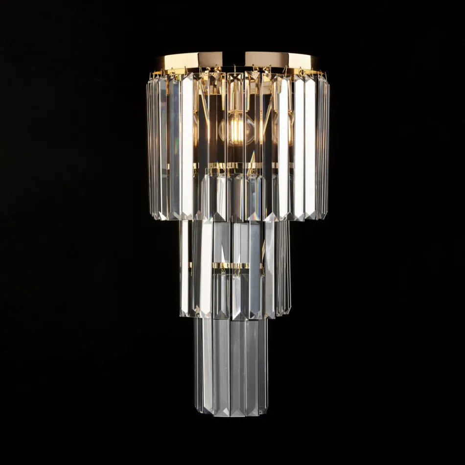 زينة حديدية وذهبية مرصعة بأحجار الراين، صنع في إيطاليا، لتزيين المنازل - فيينا Viadurini