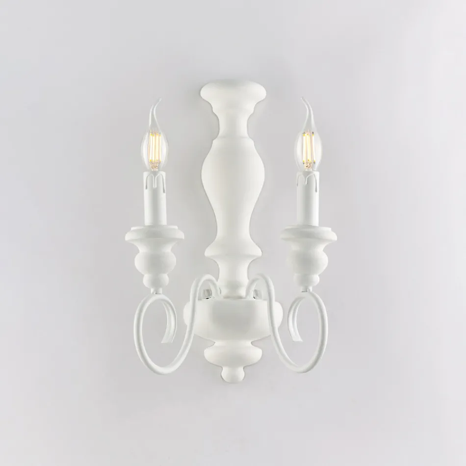 مصابيح جدارية مصنوعة في إيطاليا من الخشب والحديد المطلي لتزيين الديكور الداخلي - توسكانا Viadurini