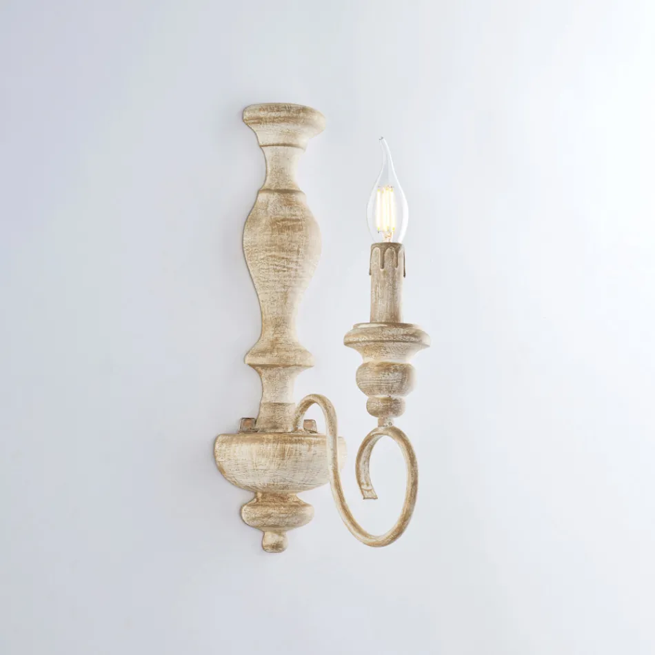 مصابيح جدارية مصنوعة في إيطاليا من الخشب والحديد المطلي لتزيين الديكور الداخلي - توسكانا Viadurini