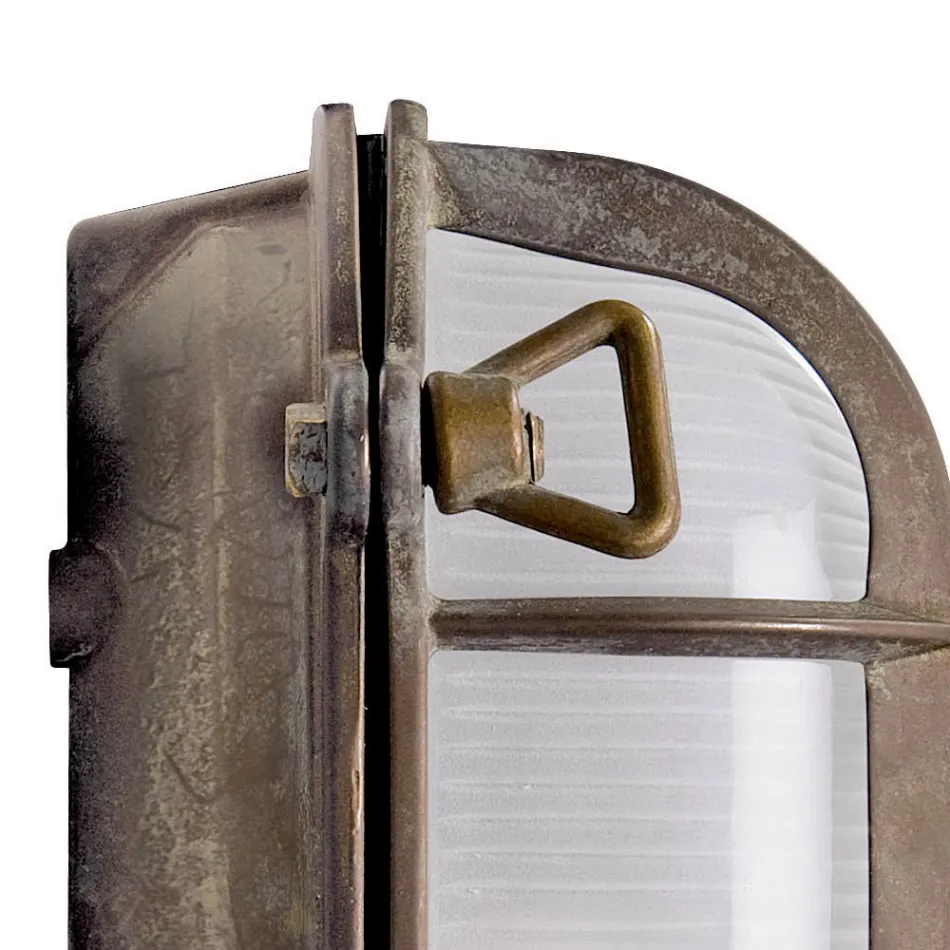 مصباح حائط عتيق من النحاس الأصفر مع زجاج أوبال/شفاف - حورية البحر Viadurini