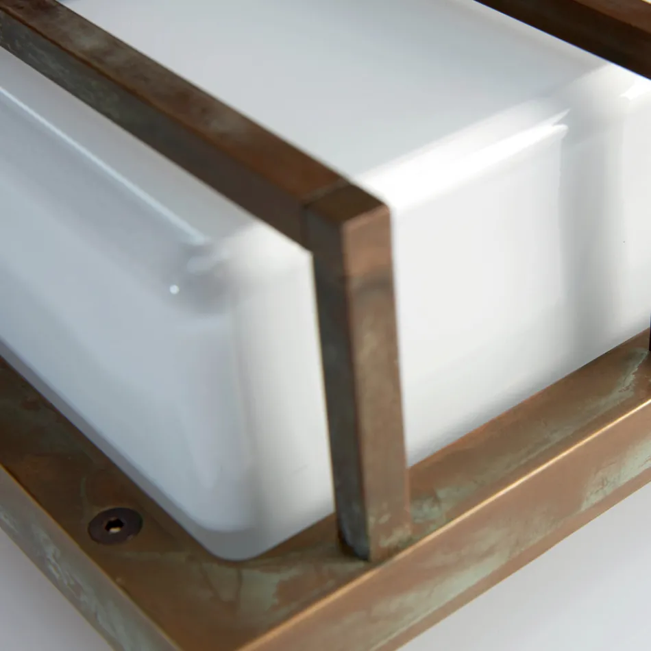 مصباح حائط عتيق من النحاس الأصفر، قاعدة E27، وإضاءة جوية، صنع في إيطاليا - كريستال Viadurini