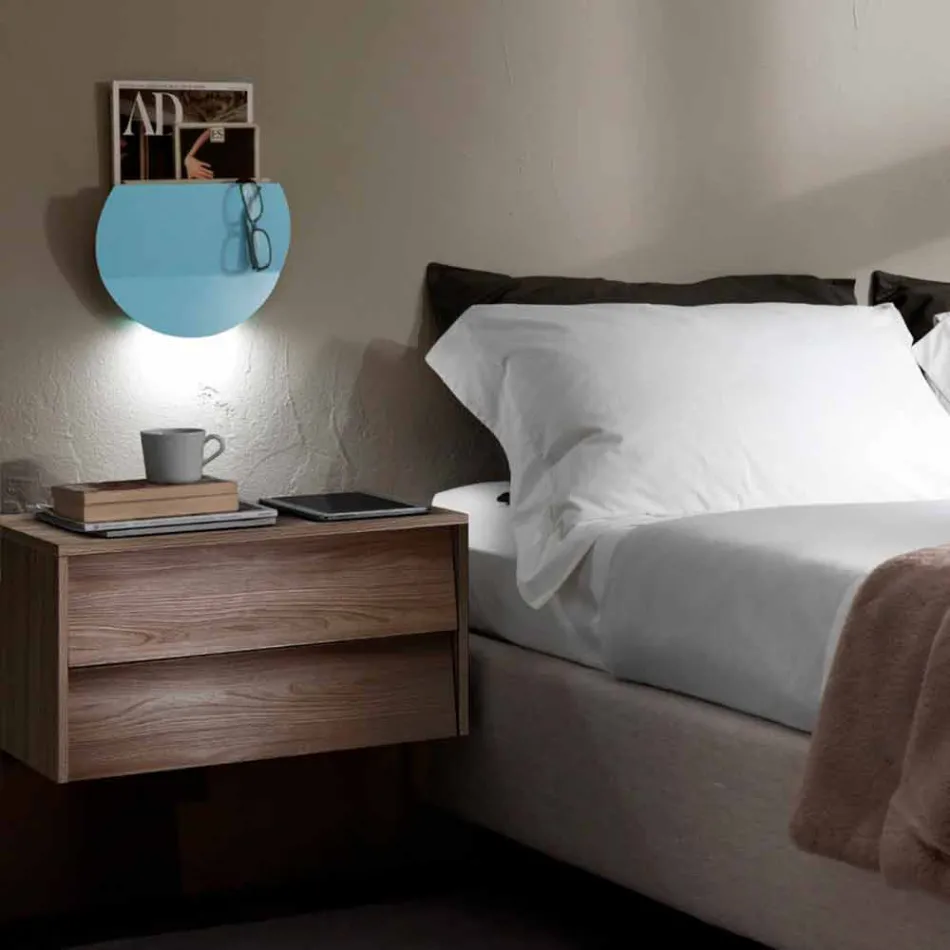 مصباح حائط حديث مزود بحجرة للمجلات وUSB وإضاءة LED صنع في إيطاليا - فوستر Viadurini