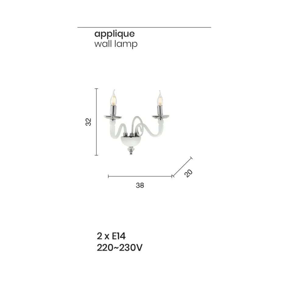 شمعدان حائطي بإضاءة مزدوجة من الزجاج والكريستال الإيطالي - ماريانجيلا Viadurini