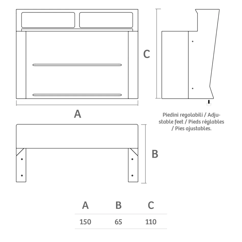 منضدة بار مضيئة مع ملحق منظم وحامل زجاجات - تقرير Viadurini