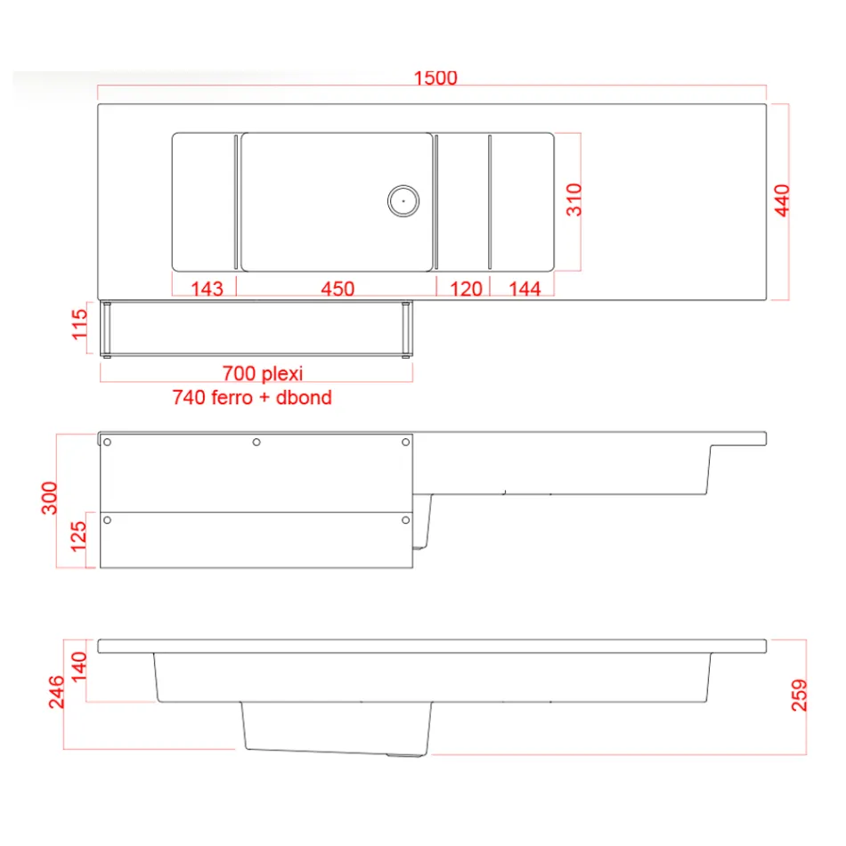 منضدة بار مضيئة مع ملحق منظم وحامل زجاجات - تقرير Viadurini
