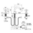 خلاط بيديه كلاسيكي بثلاث فتحات من النحاس ومقابض على شكل فراشة - ميريانو Viadurini