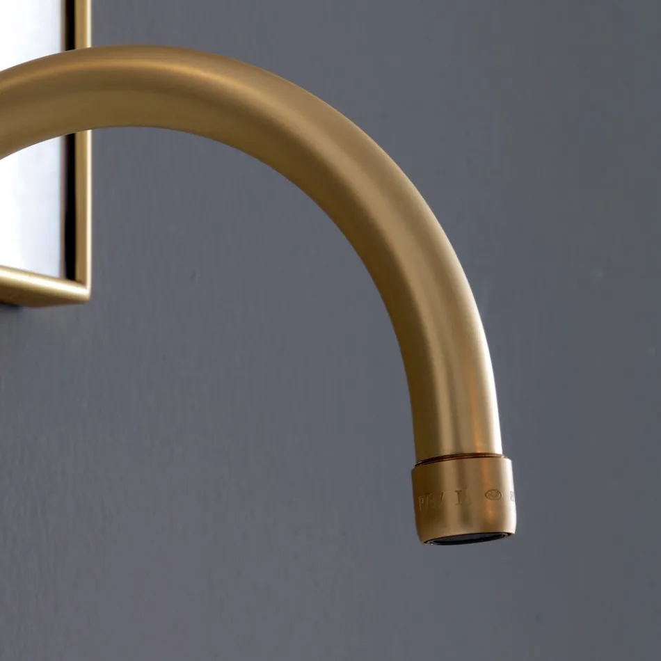 خلاط حوض بثلاث فتحات مع صنبور مرتفع مع مخرج نحاسي قابل للفتح صنع في إيطاليا - أحمر Viadurini