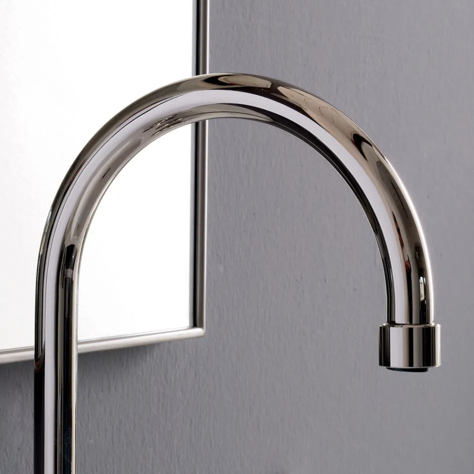 خلاط حوض بثلاث فتحات مع صنبور مرتفع مطلي بالنيكل صنع في إيطاليا - أحمر Viadurini