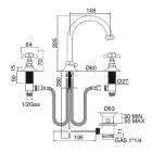 خلاط حوض بثلاث فتحات مع صنبور مرتفع من النحاس ومقابض فراشة - ميريانو Viadurini