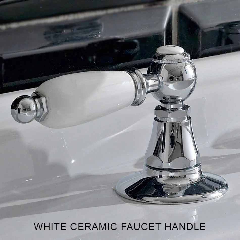 خلاط حوض بثلاث فتحات مع رافعات كلاسيكية مصنوعة يدويًا من النحاس - نوريانا Viadurini