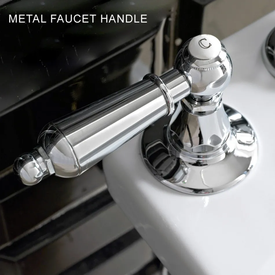 خلاط حوض بثلاث فتحات مع رافعات كلاسيكية مصنوعة يدويًا من النحاس - نوريانا Viadurini