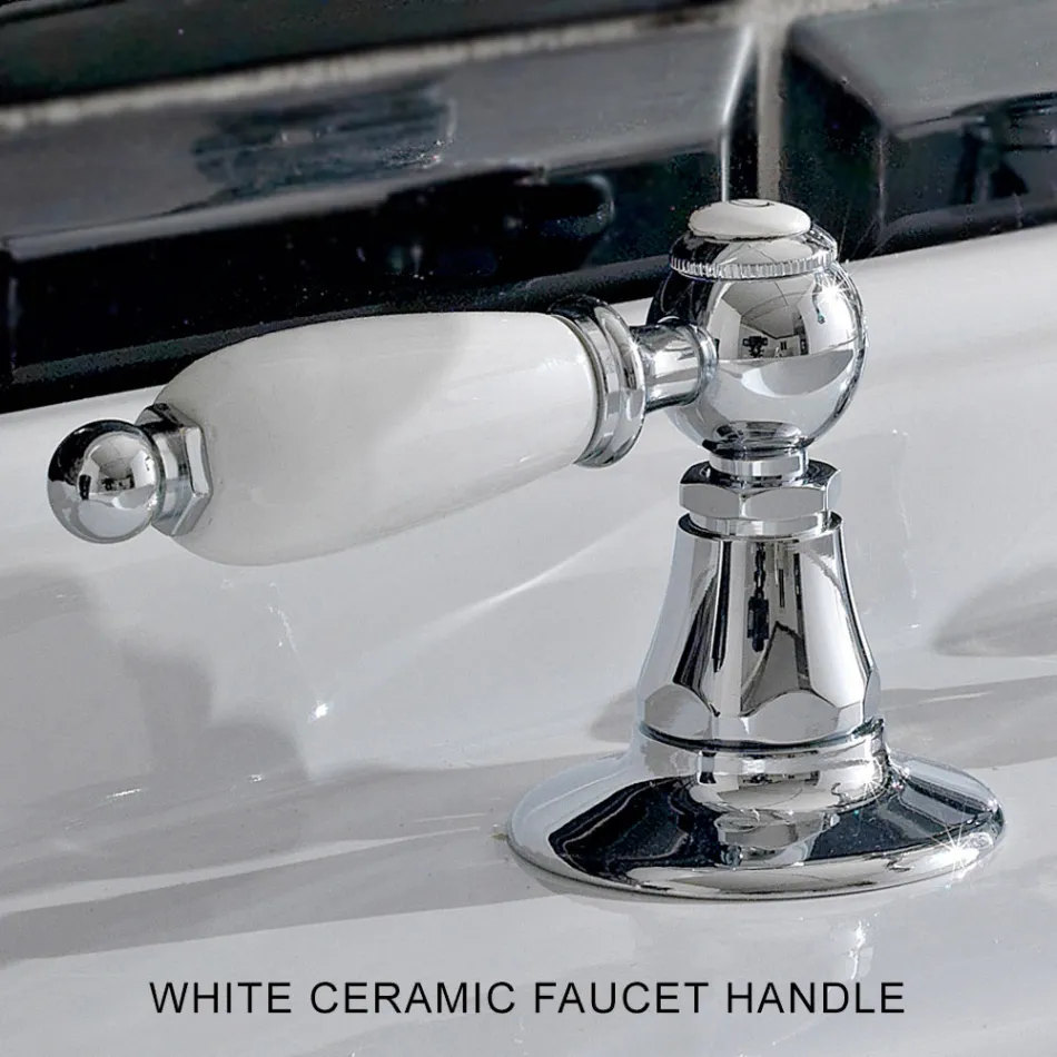 خلاط حوض بثلاث فتحات مع مصرف نحاسي بتصميم كلاسيكي مصنوع يدويًا - نوريانا Viadurini