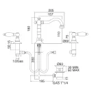 خلاط حوض بثلاث فتحات مع مصرف نحاسي بتصميم كلاسيكي مصنوع يدويًا - نوريانا Viadurini
