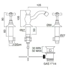 خلاط حوض بثلاث فتحات مع مصرف نحاسي كلاسيكي مصنوع يدويًا - فيوريتا Viadurini