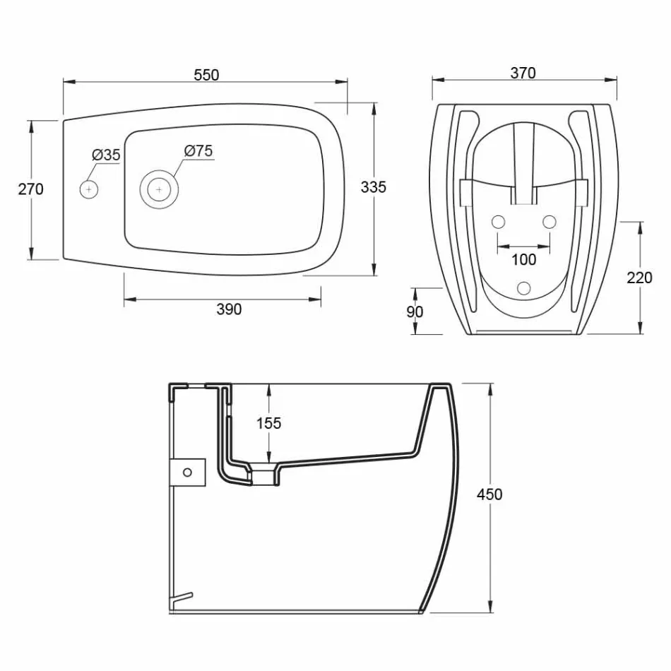 بيديه سيراميك أبيض بتصميم عصري من جايس، صنع في إيطاليا Viadurini