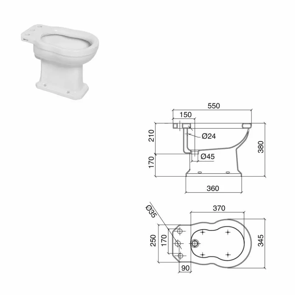 بيديه أبيض أو أسود سيراميك كلاسيكي من الأرض صنع في إيطاليا - مروة Viadurini